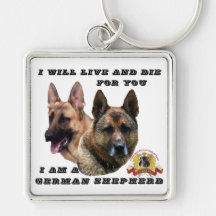 Eu viverei e morrerei chaveiro do german shepherd