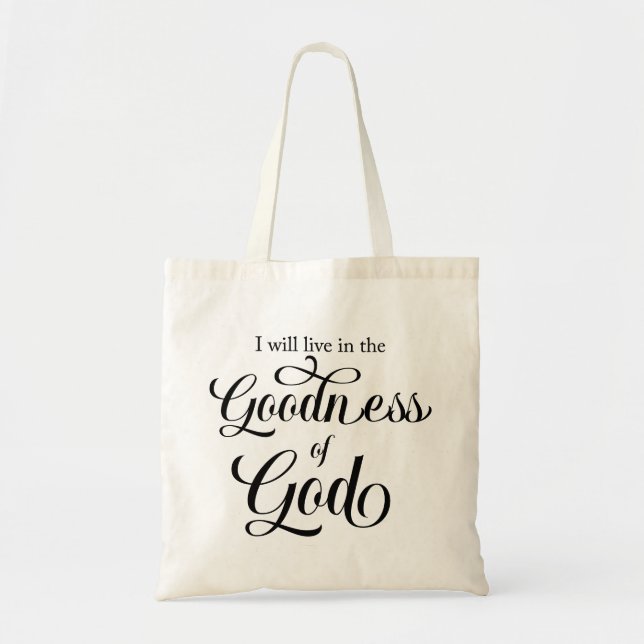 Eu viverei na Bolsa Tote da Bondade de Deus (Frente)