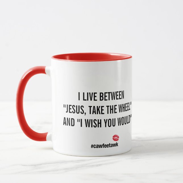 Eu vivo entre a caneca (vermelha) (Esquerda)