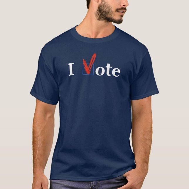 "Eu voto" o t-shirt disponível em diversas cores (Frente)