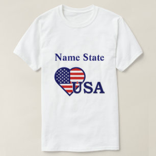 EUA Heart Flag Mens Name State T-shirt