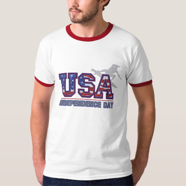 EUA Surfer Independence Day Men T-Shirts (Frente)