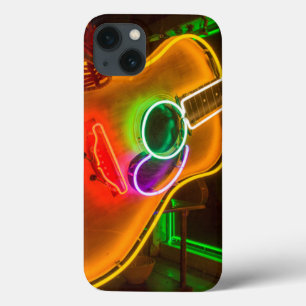 EUA, Texas, Austin. Guitarra de néon na chantagem