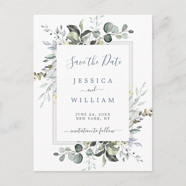 Eucalipto Aquarela  Salve o Cartão de Data de Casa (Frente)