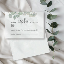 Eucalipto Aquarela verde sálvia RSVP Casamento 