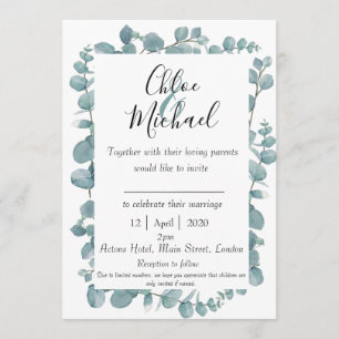 Eucalipto Botânico enquadrado Convite com Bíblia V