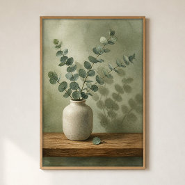 Eucalipto em Vaso de Grés Poster Aquarela