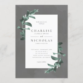 eucalipto no convite para casamento de cinzas