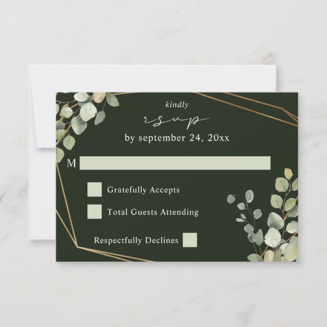 Eucalipto Russo e quadro Dourado sem RSVP Verde RS (Frente)