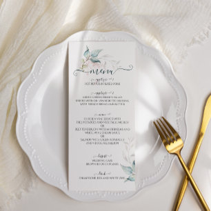 Eucalipto verde de aquarela com menu rosa