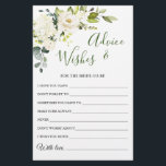 Eucalipto White Rose Elegante Deseja e Advoga<br><div class="desc">Eucalyptus Watercolor Deseja E Advice Card. Personalize com a noiva para ser o nome e a data do chá. Para mais personalização,  clique no link "personalizar mais". Se precisar de ajuda,  entre em contato comigo,  por favor.</div>