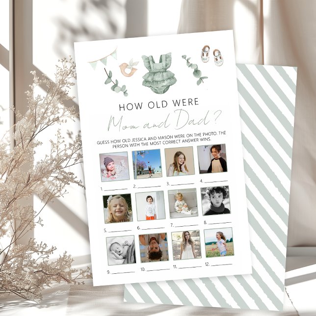 Eucalyptus Baby Girl Chá Quão Velho Jogo De Pai Da (Criador carregado)