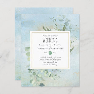 Eucalyptus Blue Weding BUDGET Invites