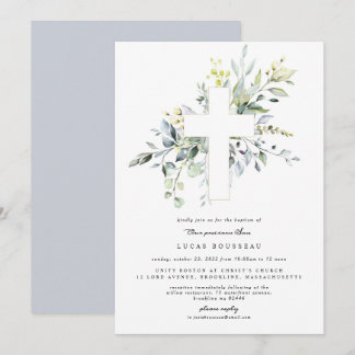 Eucalyptus Boy Baptism Christening Convite