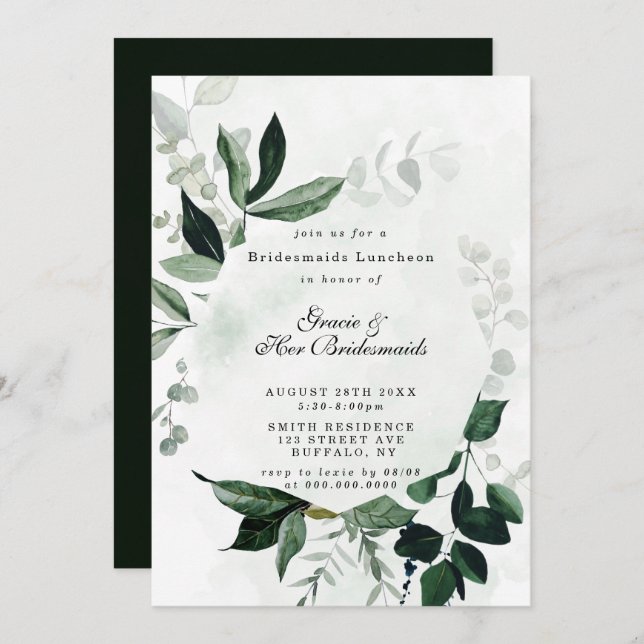 Eucalyptus Bridesmaids Luncheon Invites (Frente/Verso)