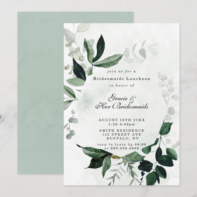Eucalyptus Bridesmaids Luncheon Invites (Frente/Verso)