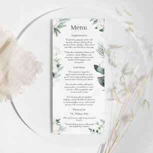 Eucalyptus Cotton Menu White Modern Wedding