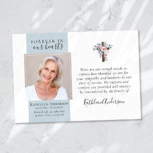 Eucalyptus Cross Photo Funeral Obrigado Cartões