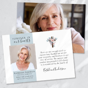 Eucalyptus Cross Photo Funeral Obrigado Cartões