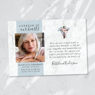 Eucalyptus Cross Photo Funeral Obrigado Cartões