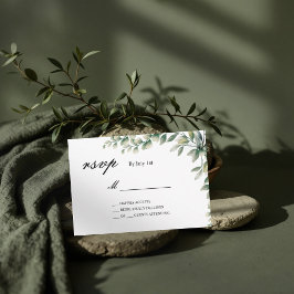 Eucalyptus deixa cartão de casamento botânico rsvp