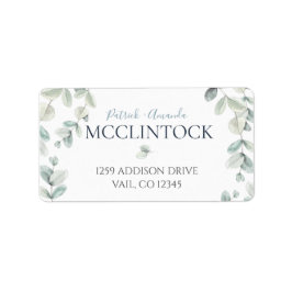 Eucalyptus deixa etiqueta de casamento