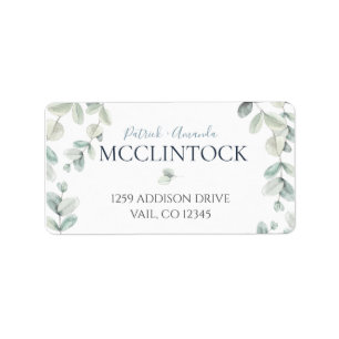 Eucalyptus deixa etiqueta de casamento