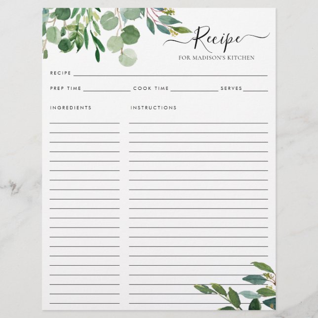 Eucalyptus deixa receita de cozinha legante (Frente)