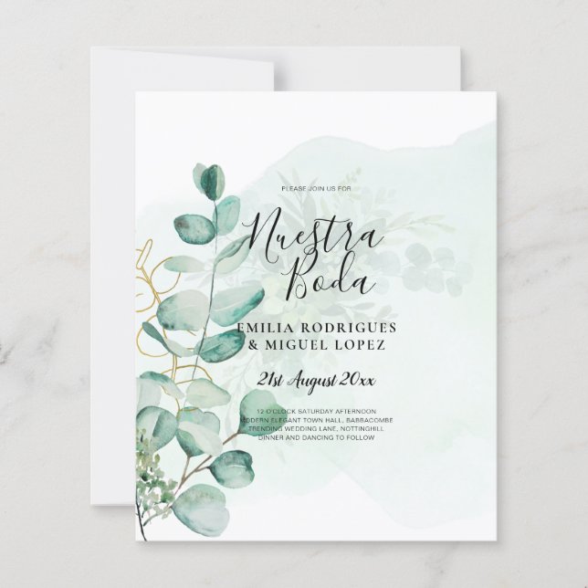 Eucalyptus deixa verde-casamento CÓDIGO QR moderno (Frente)