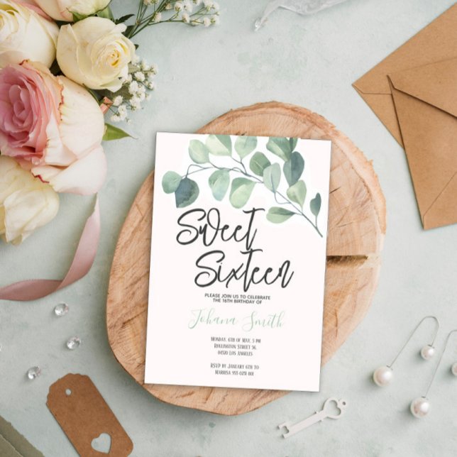 Eucalyptus Doce 16 Convite de Aniversário (Criador carregado)