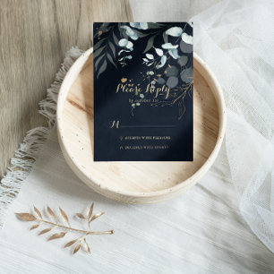 Eucalyptus Dourado Floral Calliografia Azul RSVP