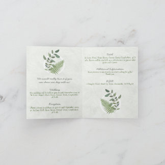 Eucalyptus e Fern Rings Casamentos Dobrar Convite