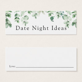 Eucalyptus e Greenery Date Idea Card noturno