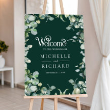 Eucalyptus Emerald Green Wedding Welcome Sign