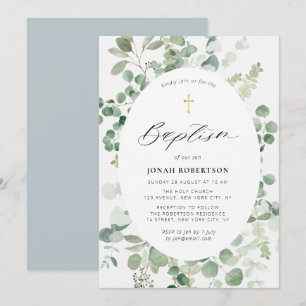 Eucalyptus enquadra o bebê bebê Convite Baptismo