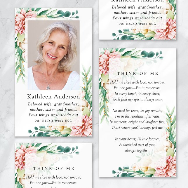 Eucalyptus Floral Funeral Memorial Prayer Card (Criador carregado)