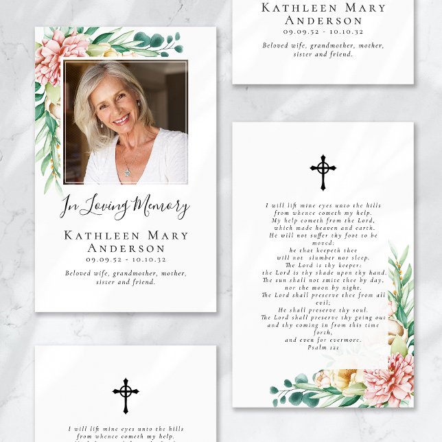 Eucalyptus Floral Funeral Memorial Prayer Card (Criador carregado)