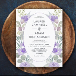 Eucalyptus Floral Purple Wedation Convite
