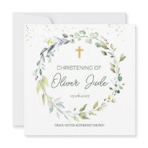 Eucalyptus Foliage Christening Convite