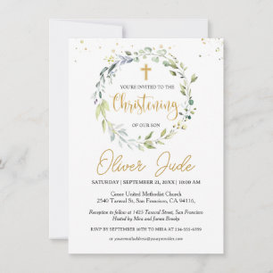 Eucalyptus Foliage Christening Convite