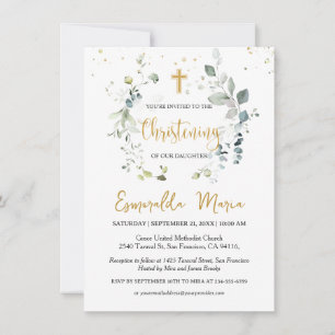Eucalyptus Foliage Christening Convite