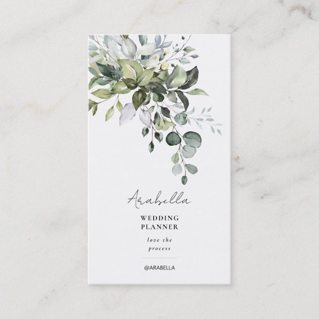 Eucalyptus Foliage Wedding Planner Cartão de visit (Frente)