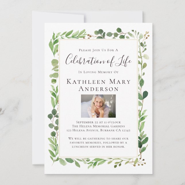 Eucalyptus Foto Celebração do Convite à Vida (Frente)