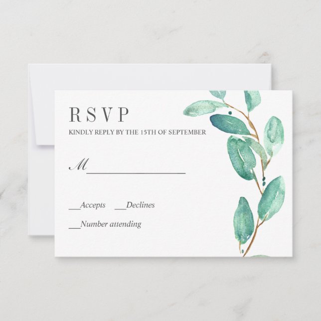 Eucalyptus Fresco Deixa RSVP De Casamento (Frente)