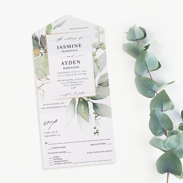 Eucalyptus Glow Dourado Greenery Casamento (Criador carregado)