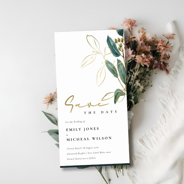 EUCALYPTUS GREEN DOURADO FOLIAGE SALVAR O CONVITE  (Criador carregado)