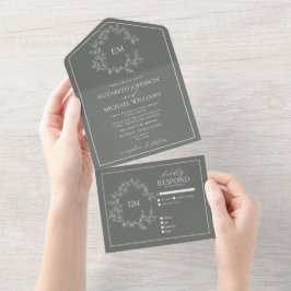 Eucalyptus Green Leafy Crest Monograma Casamento