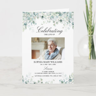 Eucalyptus Green Photo Memorial Funeral Programas