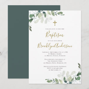 Eucalyptus Greenery Baptism Convite