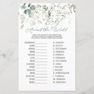 Eucalyptus Greenery Bebê em torno do jogo mundial